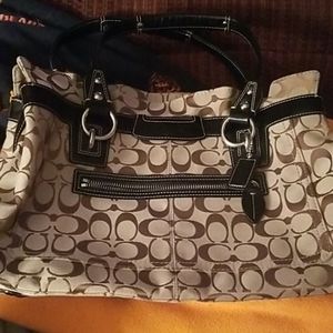 Authentic Brown and tan Penelope Shopper Coach purse/coin bag